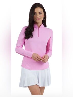 IBKUL UPF 50 Womens‎ Size XL Long Sleeve Mock Solid Sun Top Candy Pink